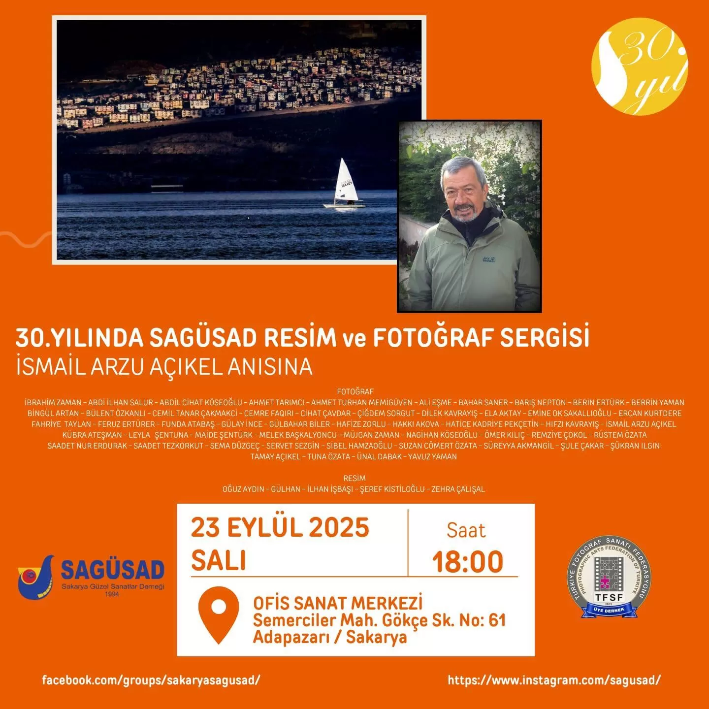 SAGÜSAD 30. Yıl Sergisi Ofis Sanat Merkezi Adapazarı 23 Eylül 2025